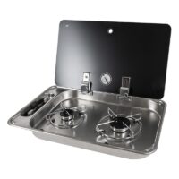Suburban Two-Burner Drop-In Cooktop, Propane, 3000/4900 BTU, Stainless Steel