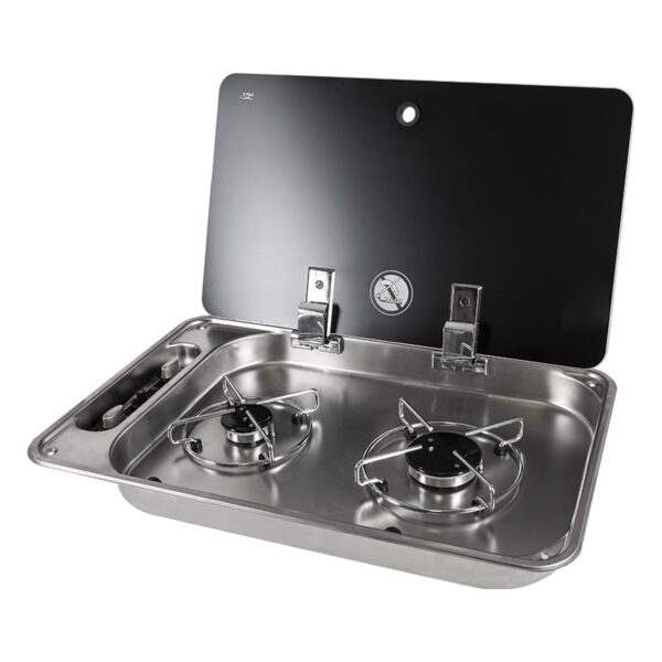 Suburban Two-Burner Drop-In Cooktop, Propane, 3000/4900 BTU, Stainless Steel