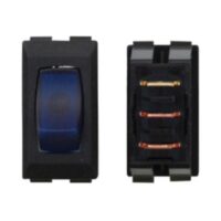 Valterra Interior Light Switch, Rocker, Blue or Black, 125 Volt, Illuminated