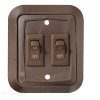 RV Designer Dual Rocker Switch, 14 Volt, 20 Amp, Brown