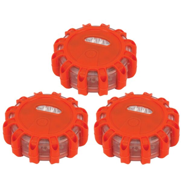 Performance Tool LED Warning Flares, 12 LEDs, Red, Set of 3