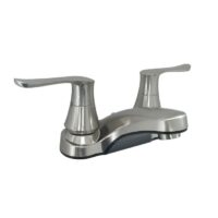 Empire Lavatory Faucet, 4" Centre, Two-Lever, Low-Arc Spout, Brass, Brushed Nickel
