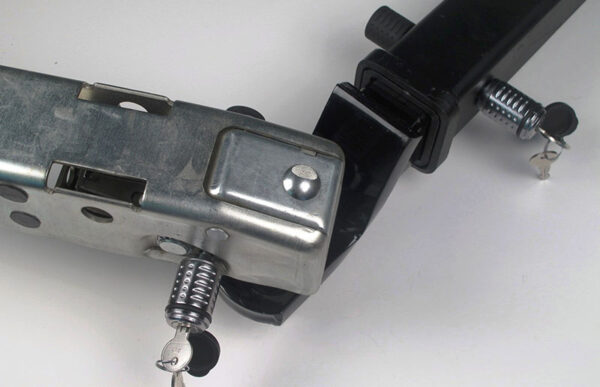 DeadBolt Barbell Trailer Coupler Lock, 2.5-inch Surge Brake, Silver