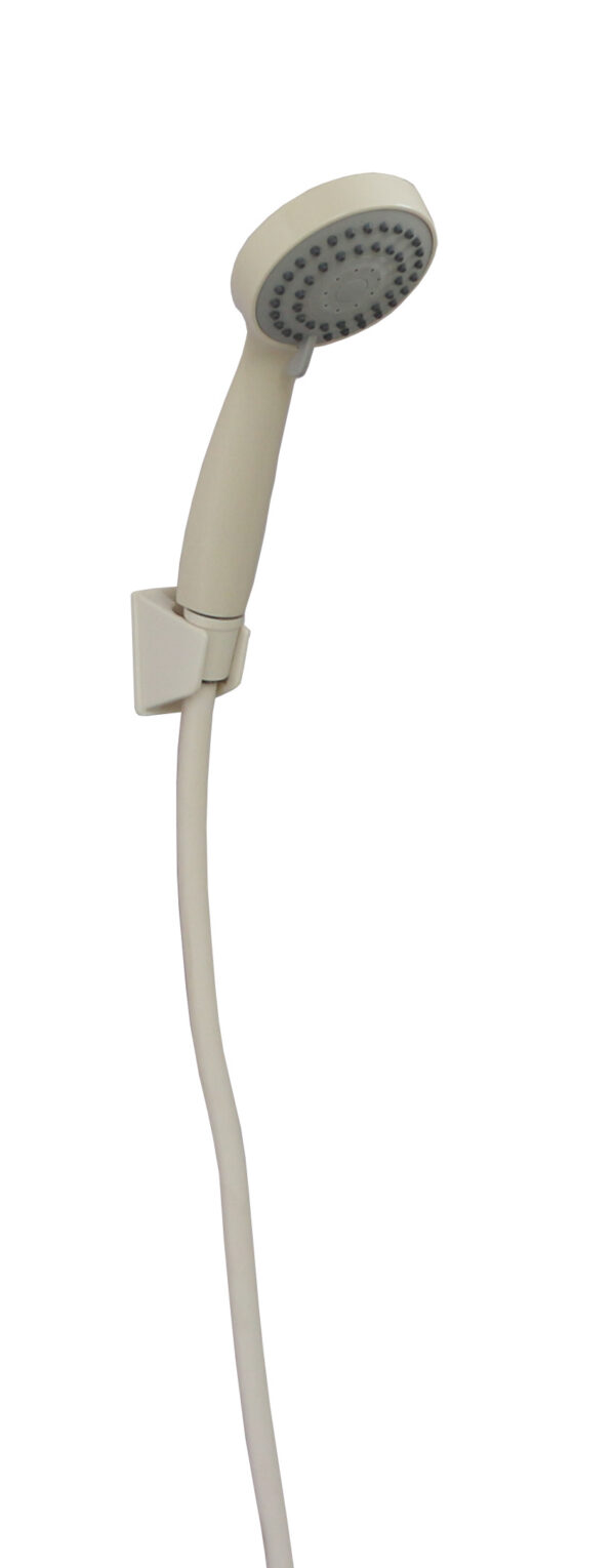 Empire Handheld Shower Head, Round, Biscuit, Brass, with Hose