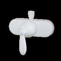 Empire Shower Control Valve, Single-Lever, 4" Centre, White, Brushed Nickel