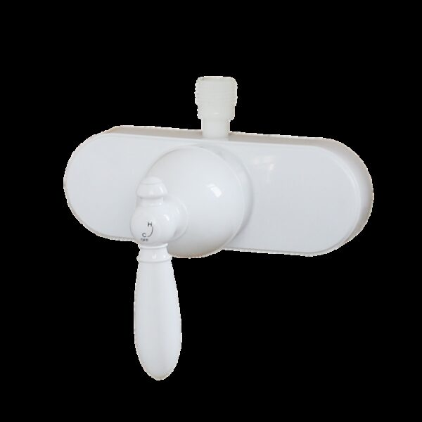 Empire Shower Control Valve, Single-Lever, 4" Centre, White, Brushed Nickel