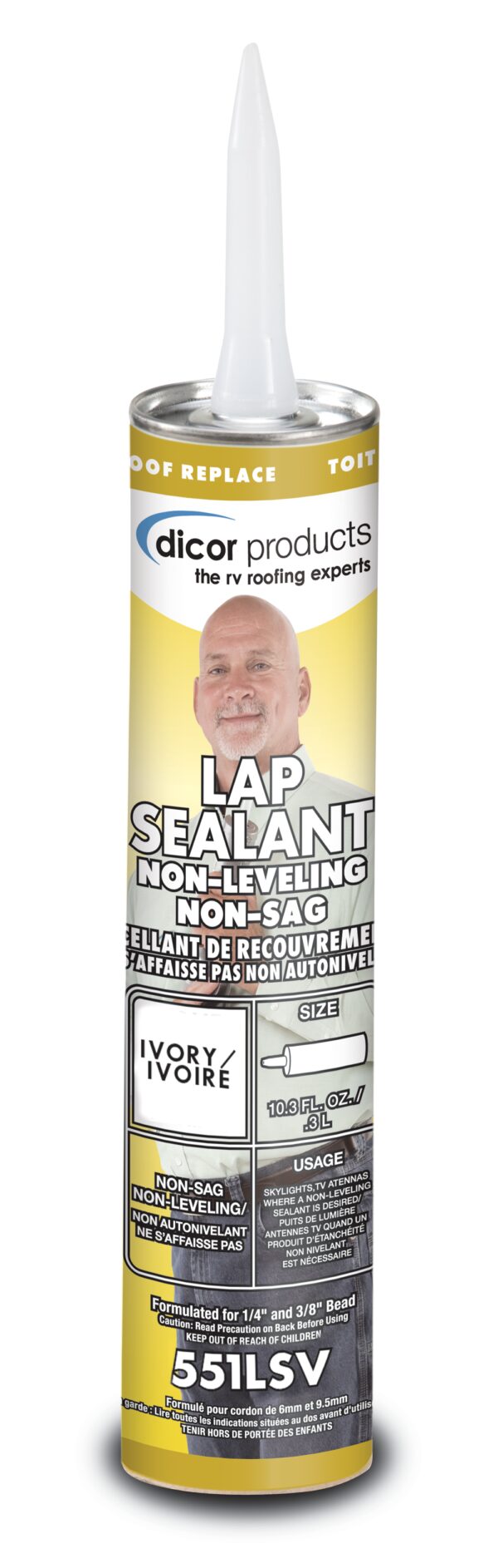 Dicor Self-Leveling Roof Sealant, 10 oz Tube, Ivory