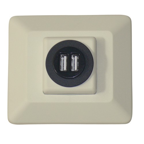 Valterra Power Port Socket, 2 x 120 Volt Outlets, Almond, Decorative Mount