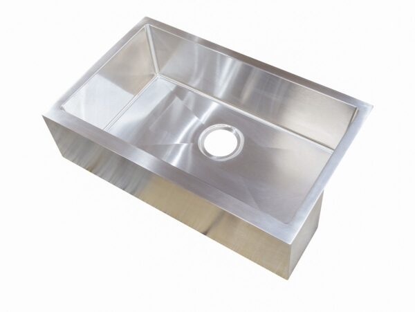 Lippert Farmhouse Stainless Steel Sink, Single Bowl, 16 x 27 Inch, Silver