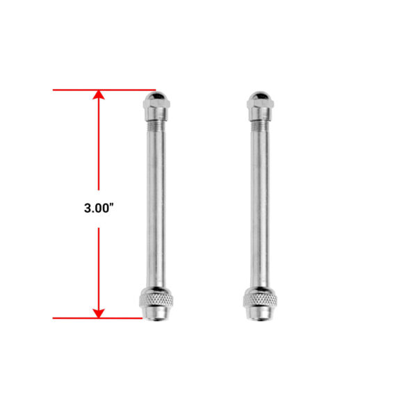 Pacific Dualies Valve Stem Extension, 3", Straight, Silver, Set of 2