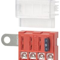 Blue Sea Class T Battery Stud Fuse Block, 4 Circuits, 32 Volt, 100 Amp
