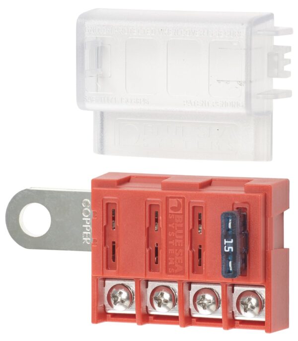 Blue Sea Class T Battery Stud Fuse Block, 4 Circuits, 32 Volt, 100 Amp