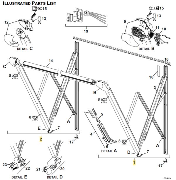 Carefree Compass Patio Awning Arm Kit, Polar White, Electric