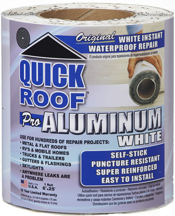 CoFair Quick Roof Reflective Tape, White Aluminum, 25 Feet x 6 Inch