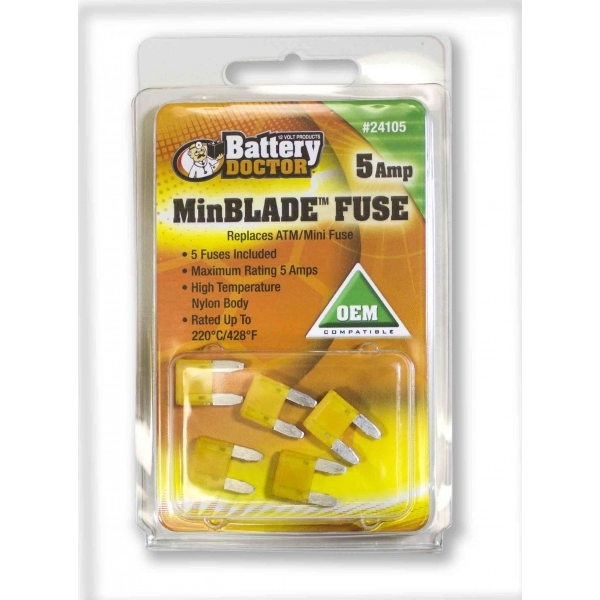 WirthCo 5 Amp Tan Blade ATM Mini Fuse, Pack of 5