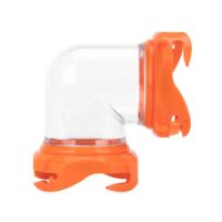 Camco 90-Degree Tote Tank Adapter, Translucent with Orange Swivels