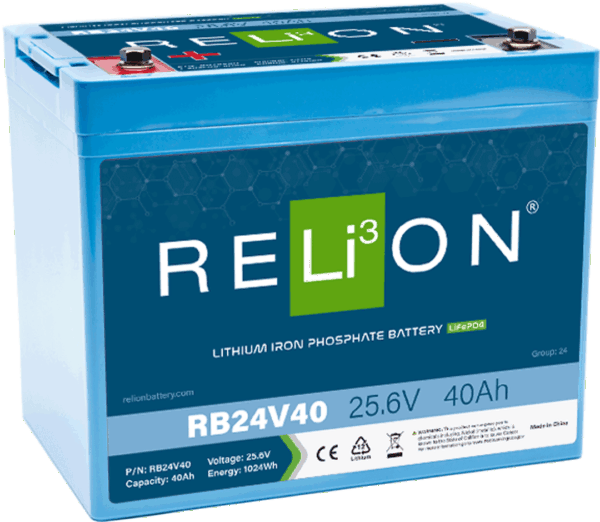 RELiON 24 Volt 40 Ah Lithium Deep Cycle Battery