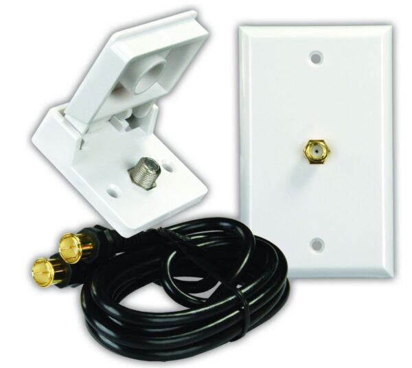 JR Products Complete TV Cable Entry Kit, Weatherproof, Polar White, 6 ft RG6