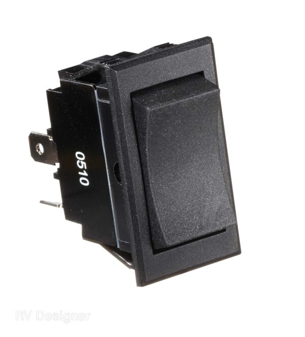RV Designer 12V 20A Momentary DPDT Rocker Switch, Black