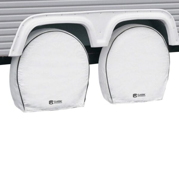 Classic Accessories Tire Cover, 27-30" Wheels, 8.75" Tire Width, White, Pack of 4