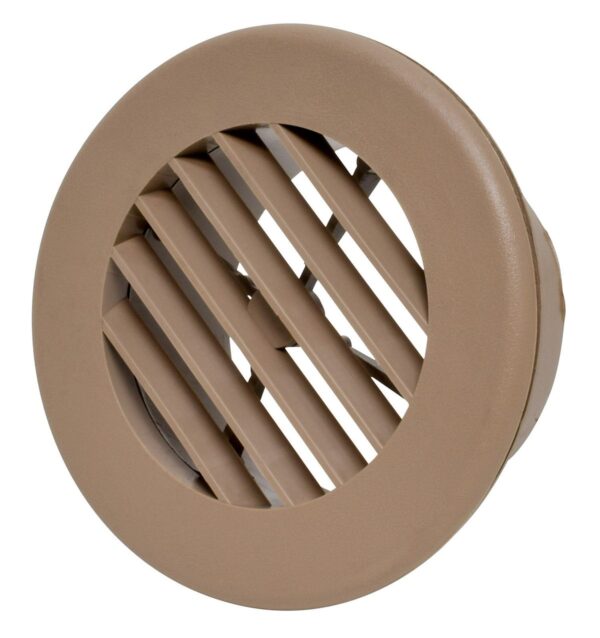 Valterra Heating/Cooling Register, 4" Round Ceiling, Beige Plastic, No Damper