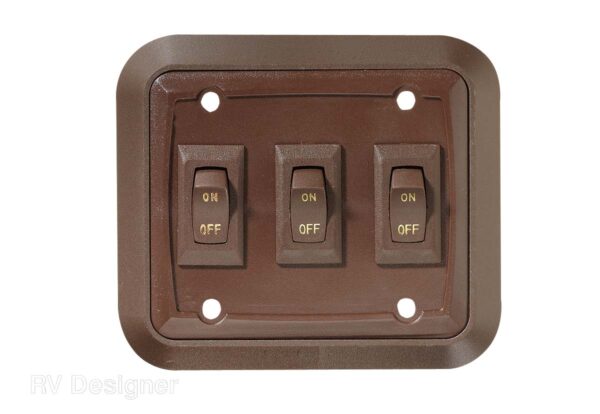 RV Designer 3-Switch Rocker Panel, Brown
