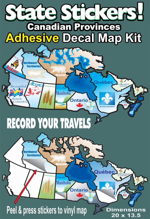 State Sticker, Canadian Province Map, 20 x 13-1/2 Inch, Self Adhesive
