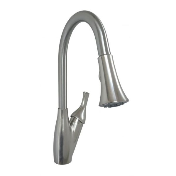 Empire Kitchen Faucet, Single-Lever, 8" Deck Mount, High-Arc Spout, Stainless Steel