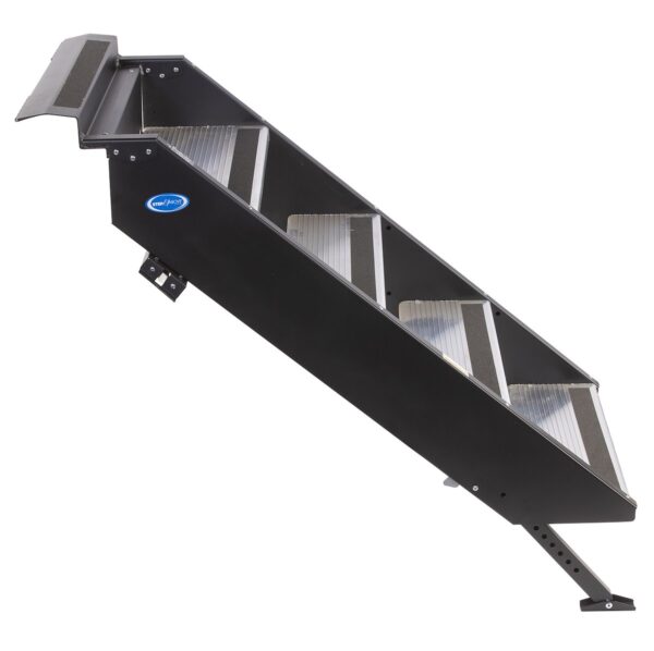 MORryde Step Above RV Entry Step, 4-Step Manual Retractable, Silver