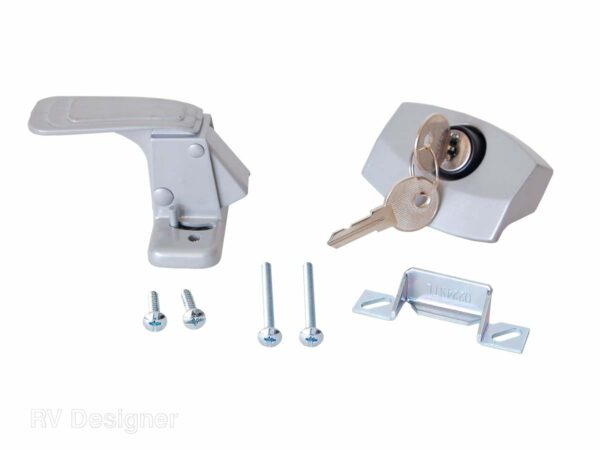 RV Designer Push Button Entry Door Handle, Silver