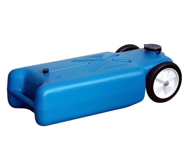 Barker 15-Gallon Portable Waste Tote, 2 Wheels, Blue