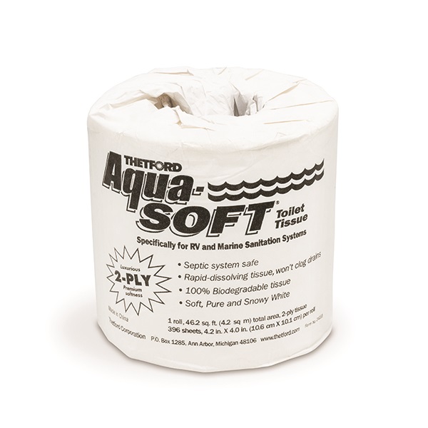 Thetford Aqua-Soft RV Toilet Tissue, 2-Ply, Single Roll