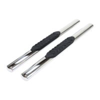 TrailFX Oval Step Bars, Silver Polished, 4 Inch, Rocker Panel Mount, Set of 2
