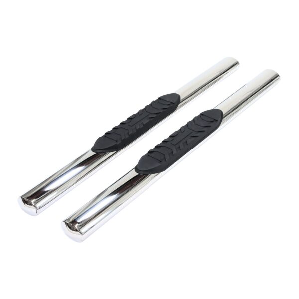 TrailFX Oval Step Bars, Silver Polished, 4 Inch, Rocker Panel Mount, Set of 2