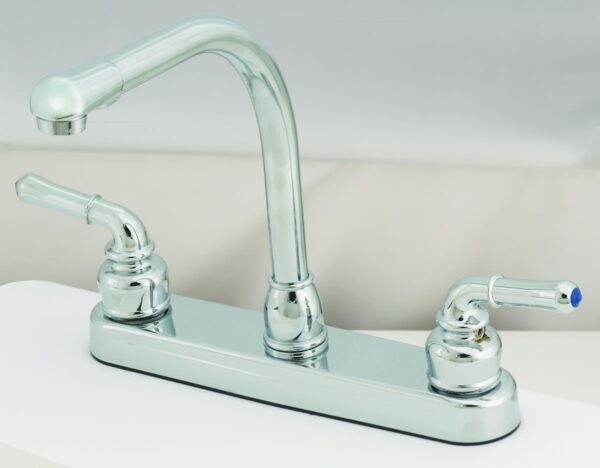 Empire 8 Inch Kitchen Faucet with Teapot Handles and High Arc Spout, Chrome