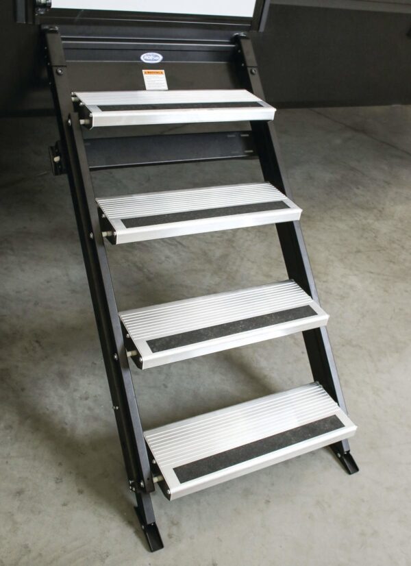MORryde Manual Entry Step, 4-Step, 46 Inch, 28-1/8 Inch Width, 500 Pound Capacity, Silver Aluminum