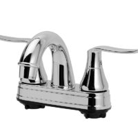 Dura Faucet Lavatory Sink Faucet, Dual Lever, Mid Arc, Chrome Plated Silver