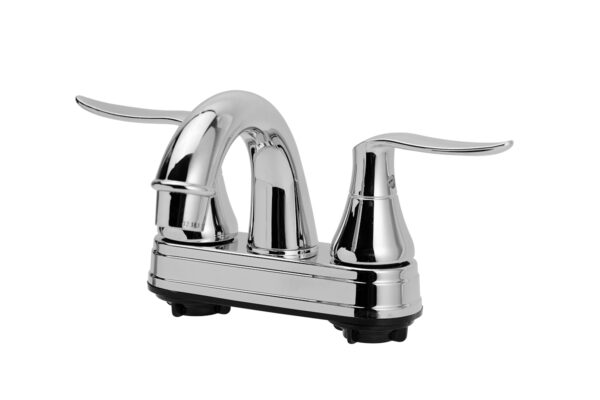Dura Faucet Lavatory Sink Faucet, Dual Lever, Mid Arc, Chrome Plated Silver
