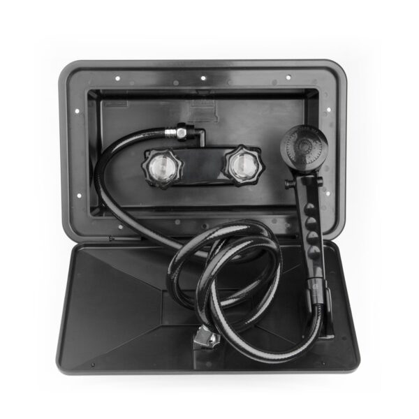 Dura Faucet Exterior Shower with Hose and Lock, Black