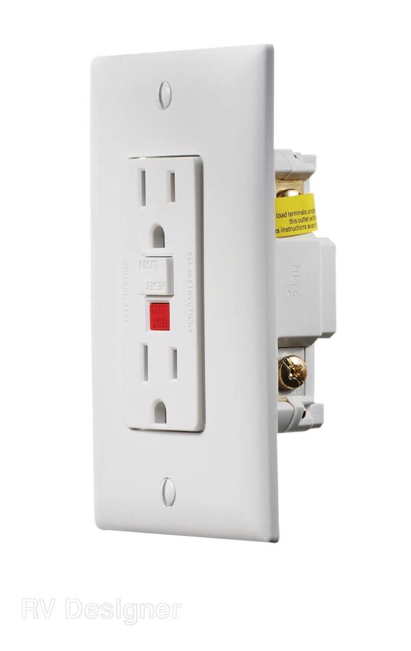 RV Designer GFCI Dual Receptacle, White with Cover