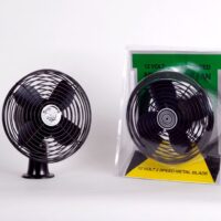 Madison 12-Volt Tilt-Head Metal Blade Fan, Black