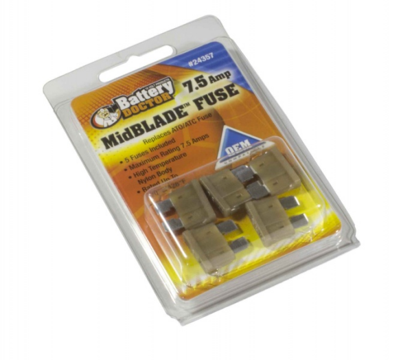WirthCo Battery Doctor 7.5-Amp ATC Blade Fuse, Brown, Pack of 5