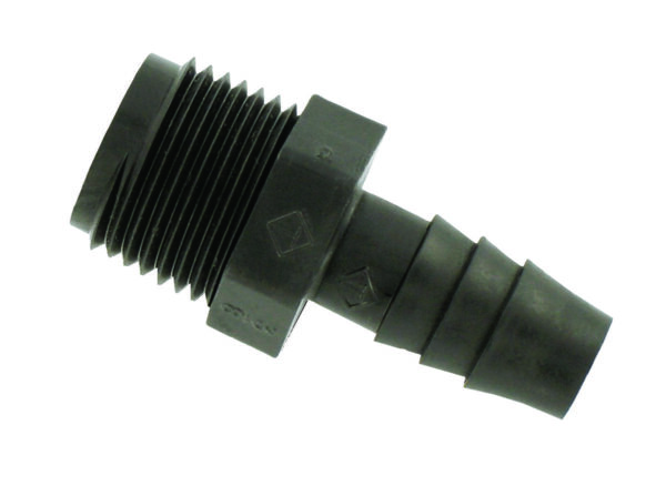 Valterra Male Threaded Adapter, 3/8-Inch to 3/8-Inch, Black