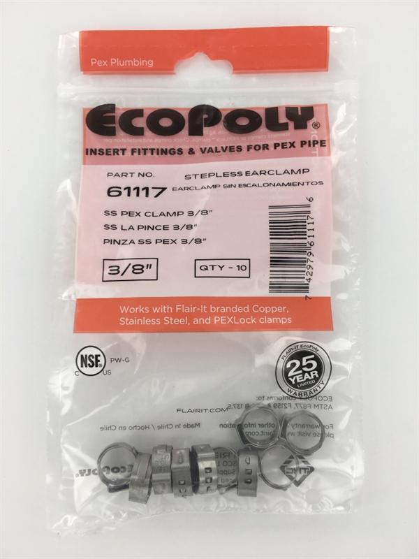Elkhart Supply PEX Tubing Clamps, 3/8 Inch, Set of 10