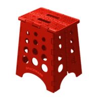 Space Made Single-Step Stool, 15 Inch Height, Red, 385 lb Capacity