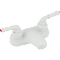 Empire 4 Inch Lavatory Faucet with Diverter and Teapot Handles, White