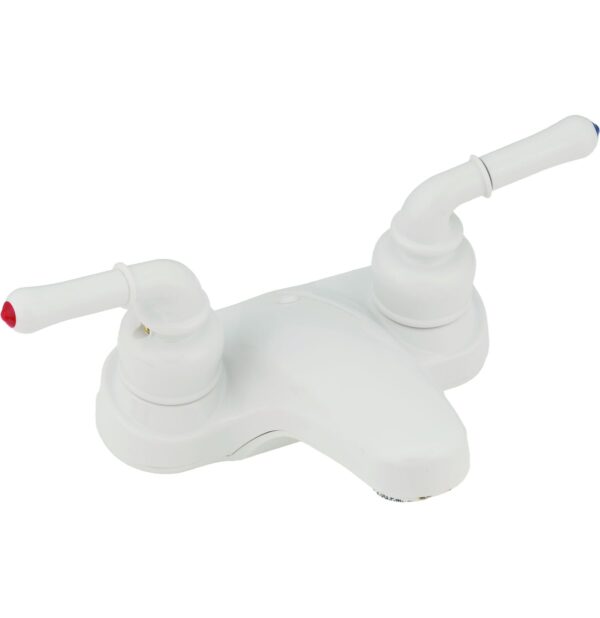 Empire 4 Inch Lavatory Faucet with Diverter and Teapot Handles, White