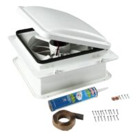 Furrion 12-Volt RV Roof Vent Fan, 4-Speed, Manual Opening, 14.25 x 14.25 Inch, White