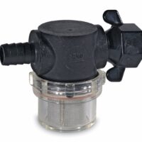 SHURflo Fresh Water Pump Strainer, 1/2 Inch Hose Barb Inlet, Stainless Steel Filter
