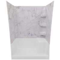 Specialty Recreation Shower Surround, Marble, Gray and White, 24x32x66 Inch